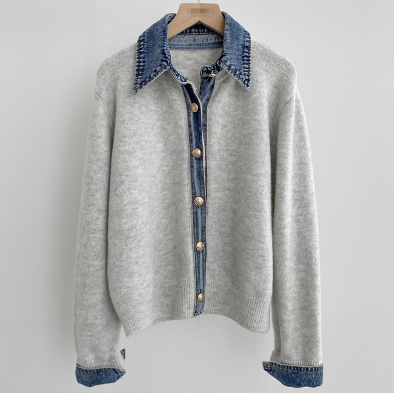 CGD6812-52B 秋季時尚牛仔拼接開衫外套(5色)