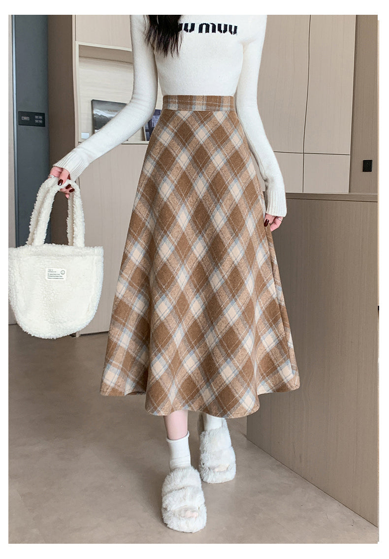 CGS99315-79B 冬季加厚毛呢高腰中長半身裙(3色)