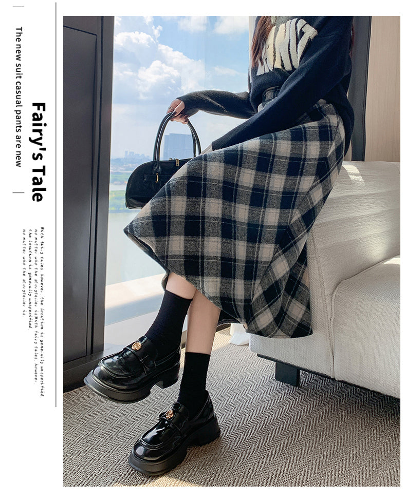 CGS99315-79B 冬季加厚毛呢高腰中長半身裙(3色)