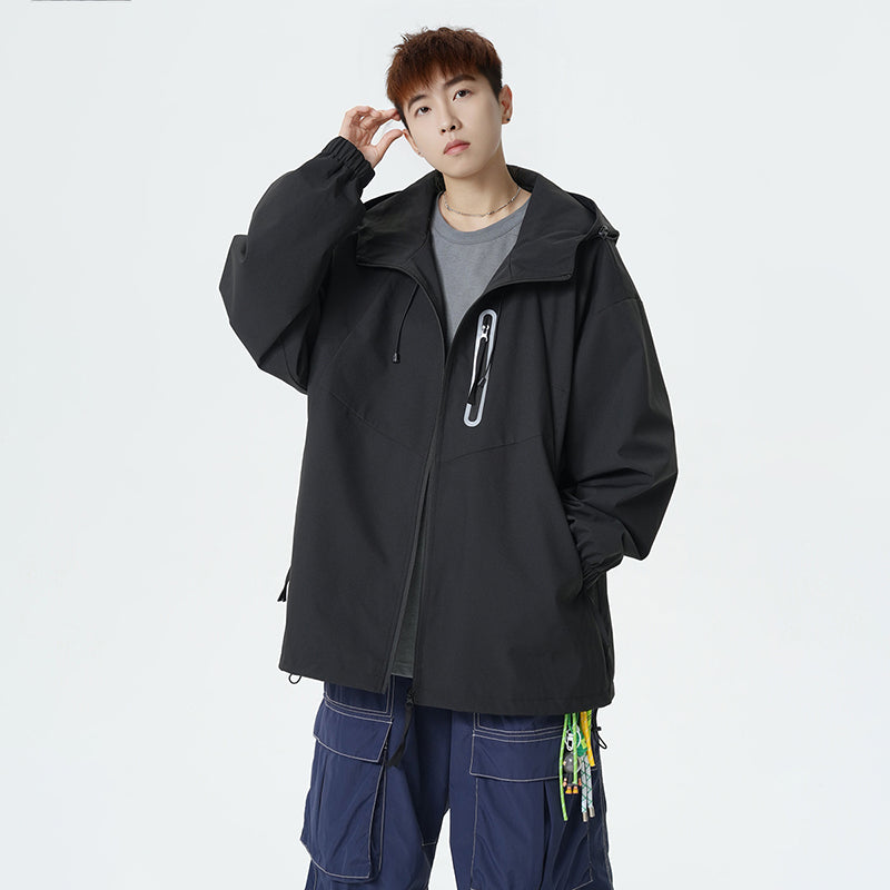 CBCMYJ25-7985-65B 秋冬衝鋒衣夾克連帽休閒防風寬鬆拼接外套(4色)