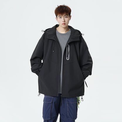 CBCMYJ25-7985-65B 秋冬衝鋒衣夾克連帽休閒防風寬鬆拼接外套(4色)