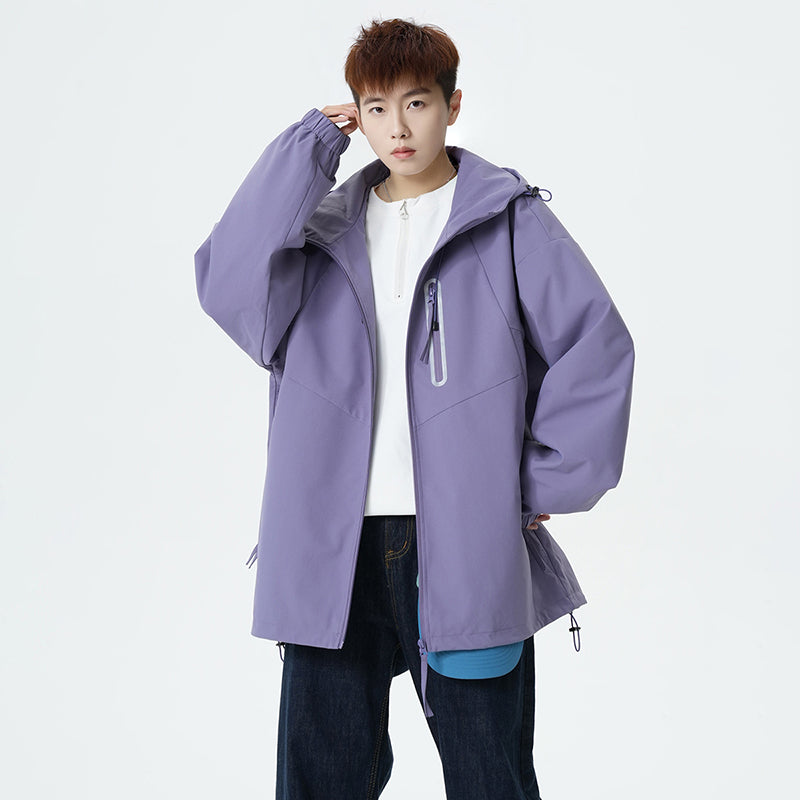 CBCMYJ25-7985-65B 秋冬衝鋒衣夾克連帽休閒防風寬鬆拼接外套(4色)