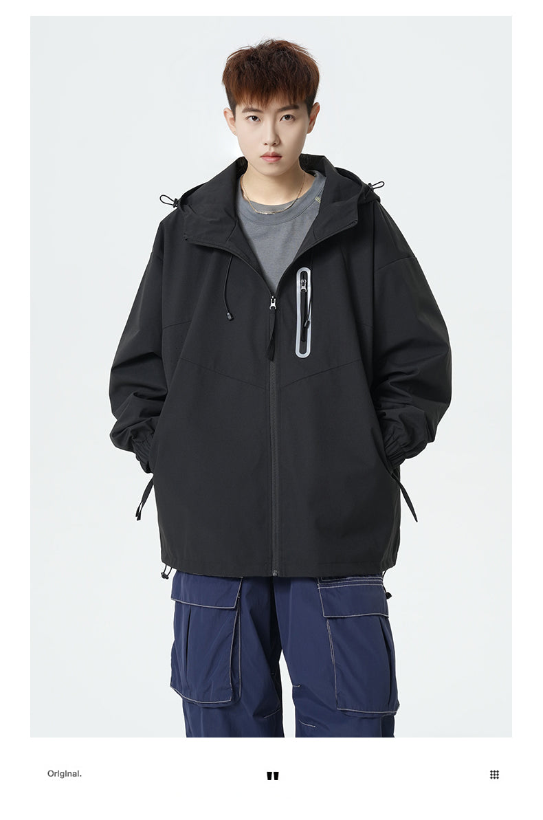 CBCMYJ25-7985-65B 秋冬衝鋒衣夾克連帽休閒防風寬鬆拼接外套(4色)