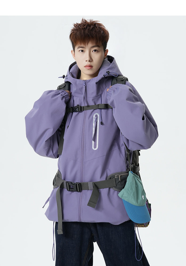 CBCMYJ25-7985-65B 秋冬衝鋒衣夾克連帽休閒防風寬鬆拼接外套(4色)