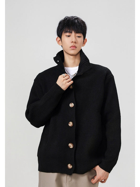 CBC7084-54B 復古針織紐扣高領毛衣開衫(2色)