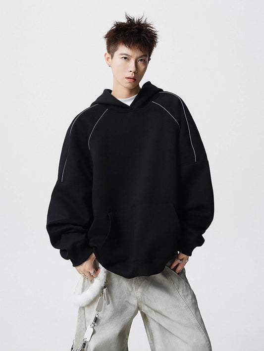 CBD7513-54B 加絨加厚復古反光條連帽秋冬寬鬆長袖上衣（2色.常規.加絨款)