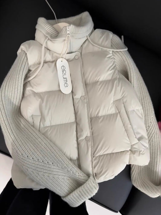 📺︎︎ CGC1163-36H 針織寬鬆保暖袖拼接羽絨馬甲立領外套