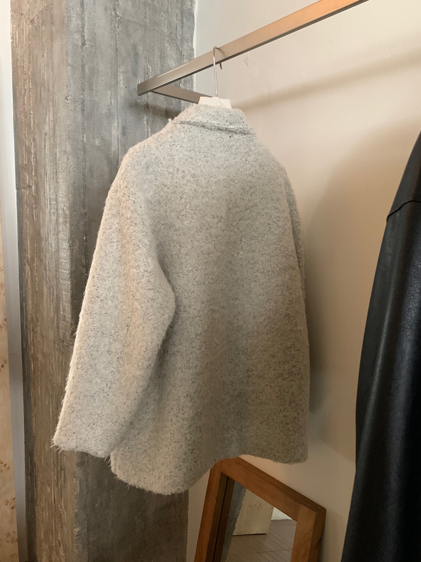 CGC15296-17B 毛毛外套秋冬寬鬆中長款翻領單排扣大衣(3色)