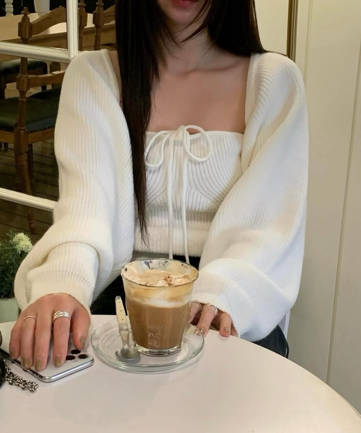 CGD3461-77B 吊帶背心+開衫針織毛衣兩件套(2色)