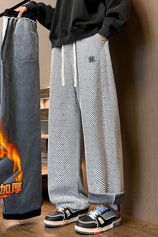 CBAZX2601JR-65B 冬季加絨加厚博澳絨彎刀鬆緊腰直筒休閒褲(3色)