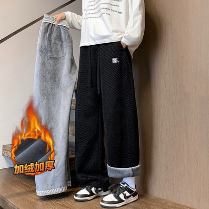 CBAZX2601JR-65B 冬季加絨加厚博澳絨彎刀鬆緊腰直筒休閒褲(3色)