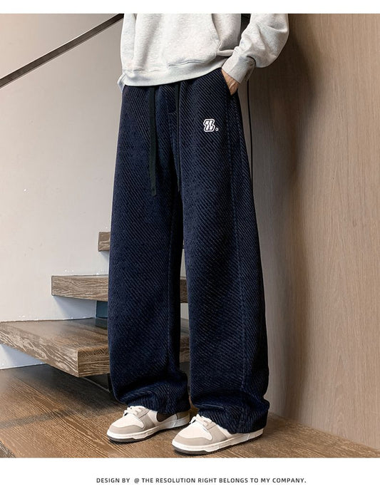 CBAZX2601JR-65B 冬季加絨加厚博澳絨彎刀鬆緊腰直筒休閒褲(3色)