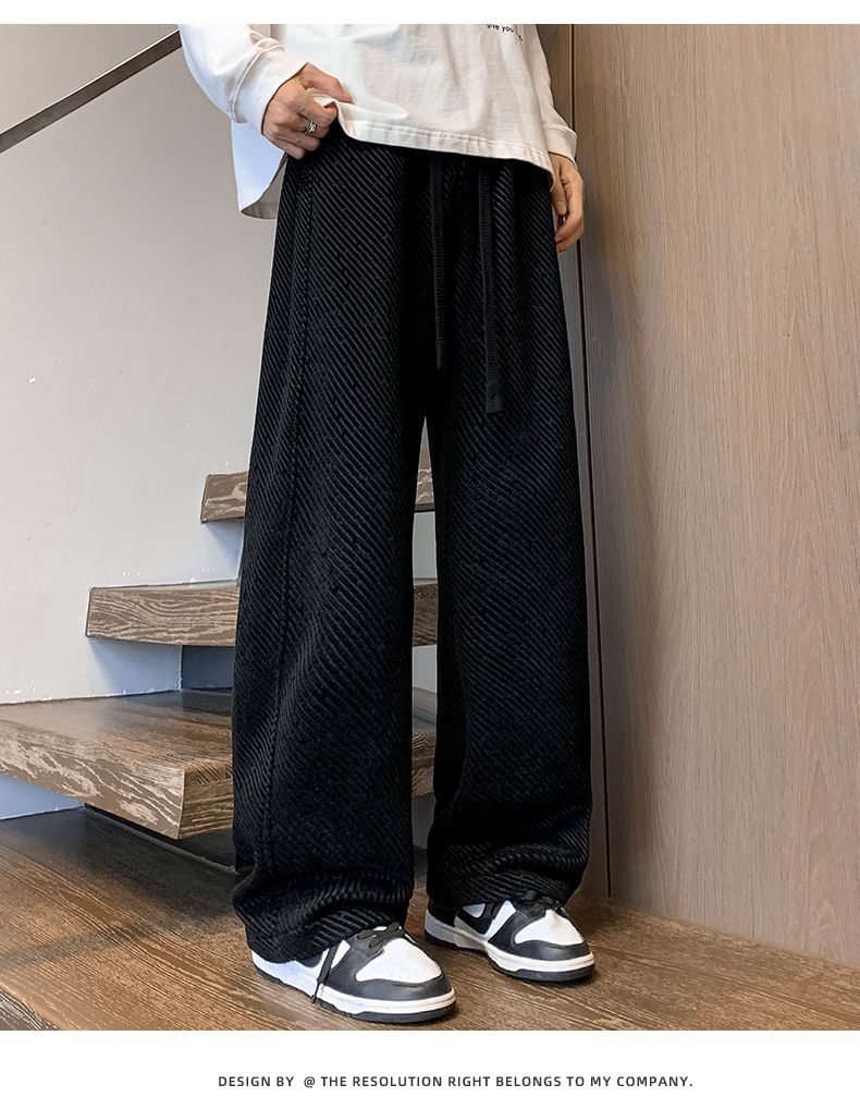 CBAZX2601JR-65B 冬季加絨加厚博澳絨彎刀鬆緊腰直筒休閒褲(3色)