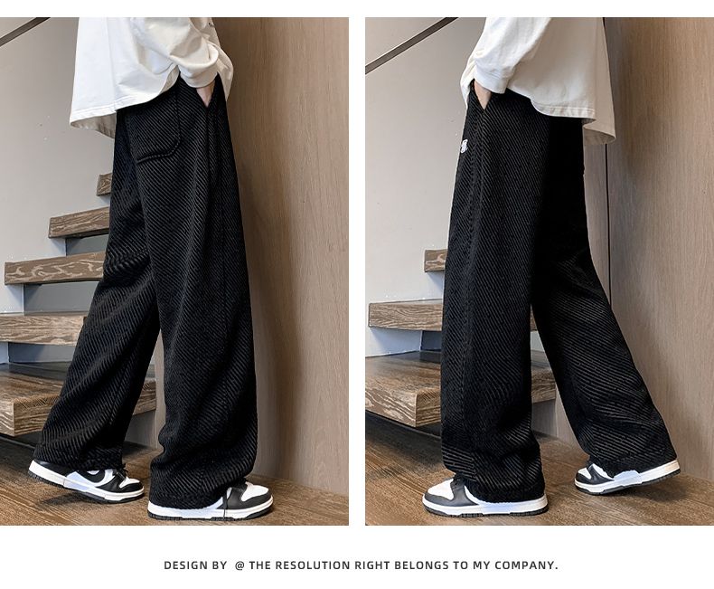 CBAZX2601JR-65B 冬季加絨加厚博澳絨彎刀鬆緊腰直筒休閒褲(3色)