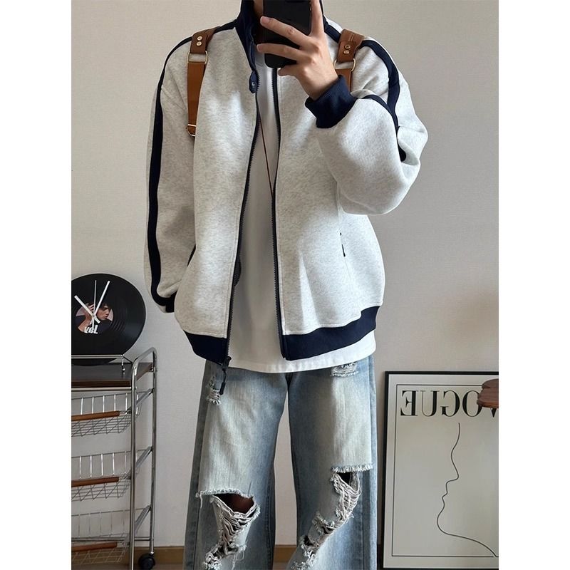 CBC3244-54B 立領撞色條紋運動外套(2色)