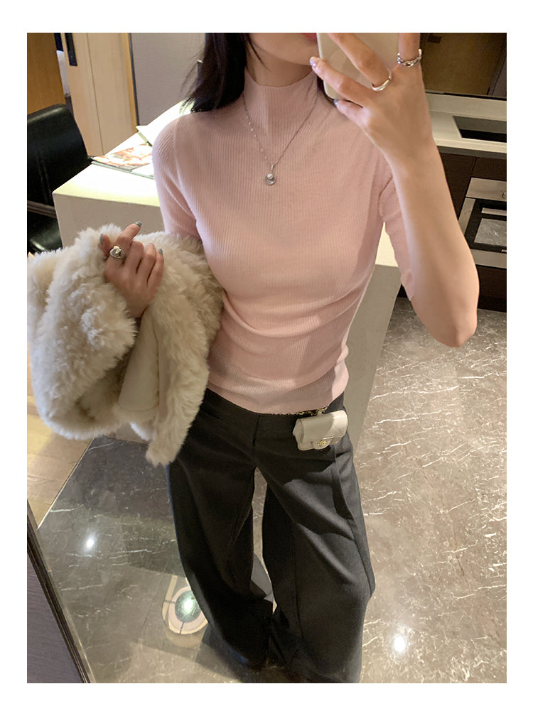 📺︎︎ CGEM1493-45B 半高領針織半袖上衣(5色)