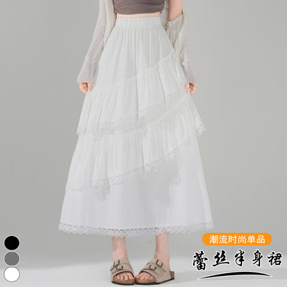 📺︎︎ CGS9326-36H 蕾絲花邊蛋糕裙拼接荷葉邊半身裙(3色)