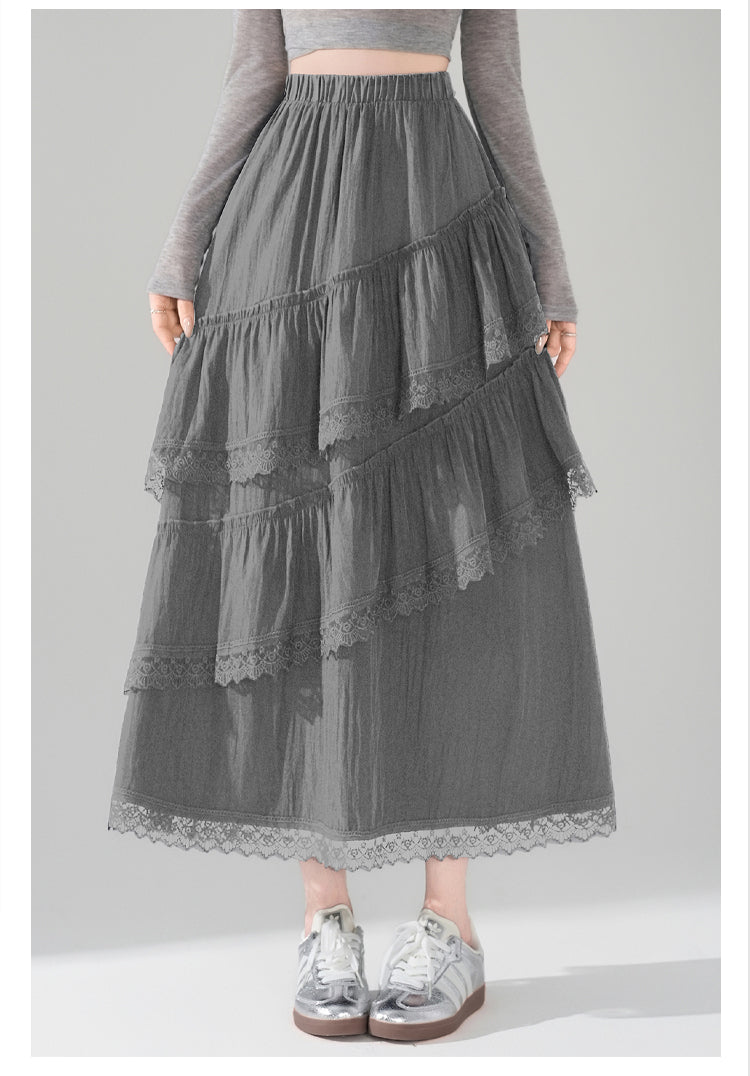 📺︎︎ CGS9326-36H 蕾絲花邊蛋糕裙拼接荷葉邊半身裙(3色)