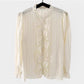 CGD6133-58B 重工刺繡蕾絲花邊寬鬆長袖襯衫(2色)