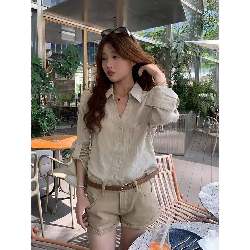 CGDCL8969-53B 復古寬鬆氣質設計長袖襯衫