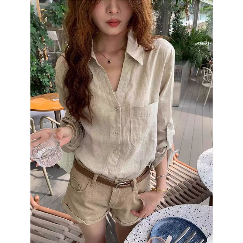 CGDCL8969-53B 復古寬鬆氣質設計長袖襯衫