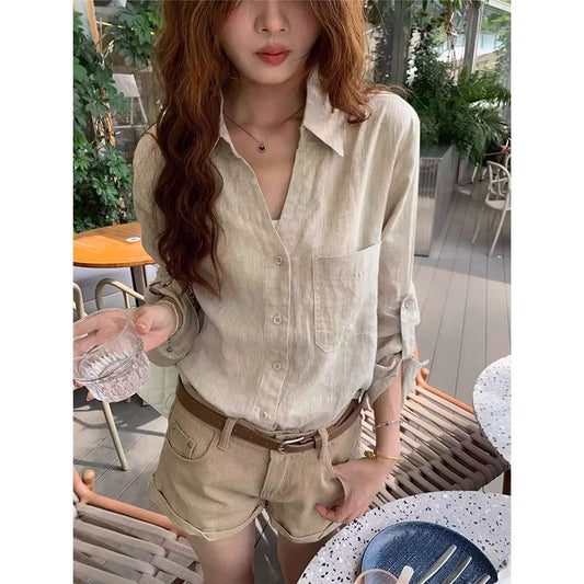 CGDCL8969-53B 復古寬鬆氣質設計長袖襯衫