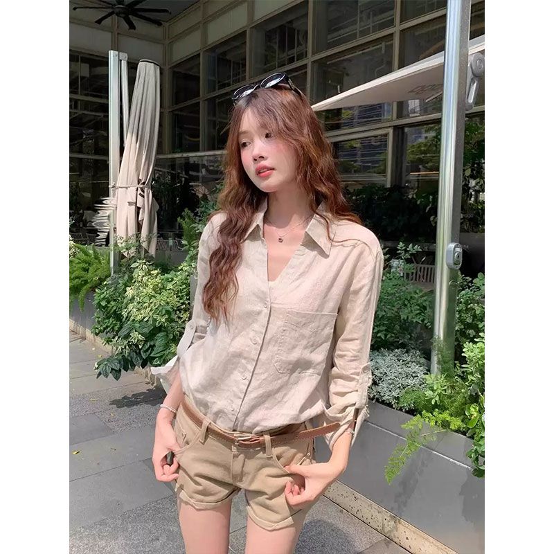 CGDCL8969-53B 復古寬鬆氣質設計長袖襯衫