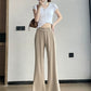 CGA6953-14B 春夏季西裝褲窄版闊腿褲高腰微喇叭直筒休閒拖地褲(4色.常規.加長款)