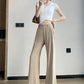 CGA6953-14B 春夏季西裝褲窄版闊腿褲高腰微喇叭直筒休閒拖地褲(4色.常規.加長款)