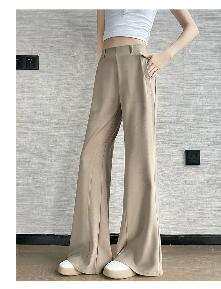 CGA6953-14B 春夏季西裝褲窄版闊腿褲高腰微喇叭直筒休閒拖地褲(4色.常規.加長款)