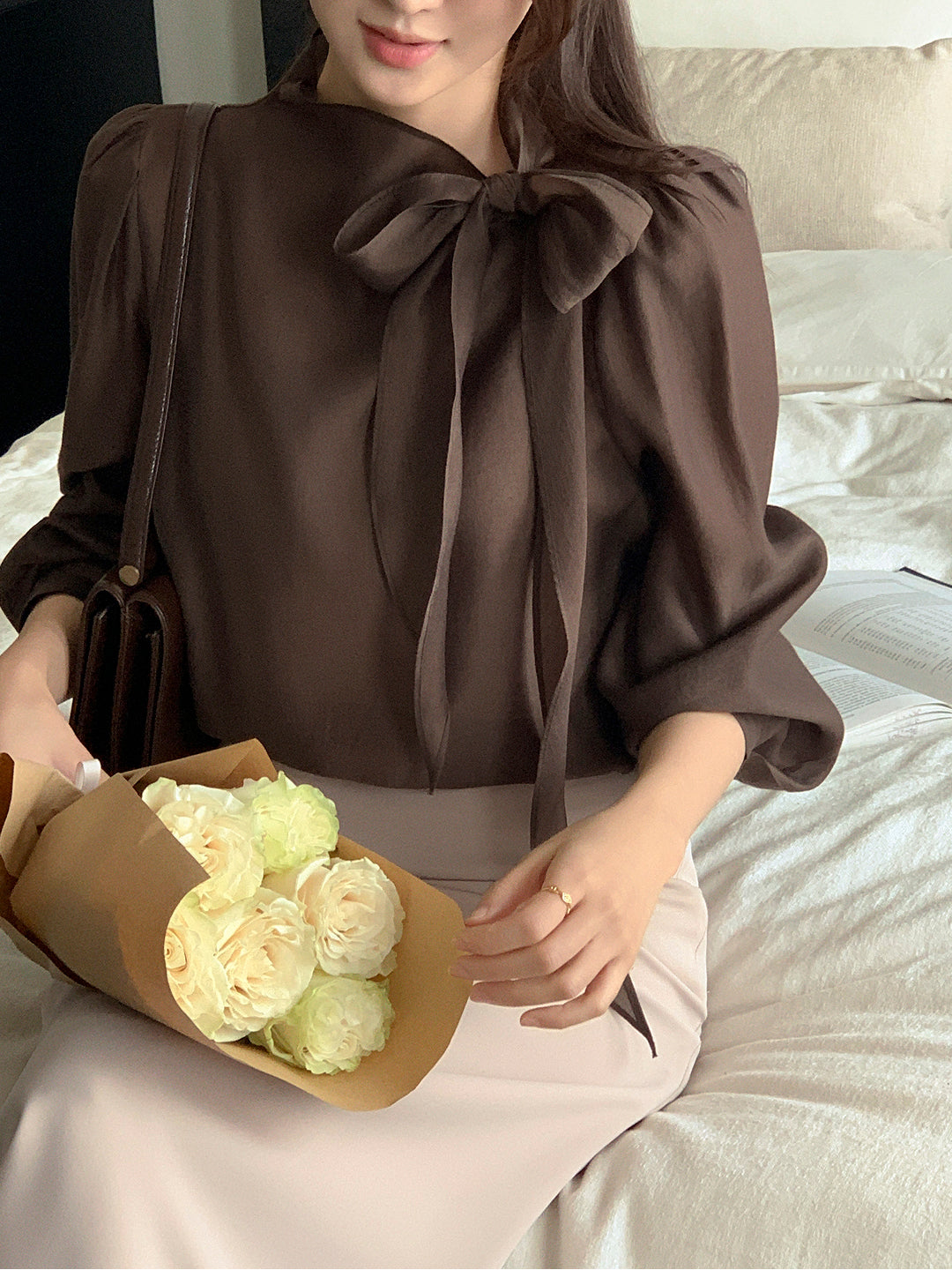 CGD6255-58B 領系蝴蝶結雪紡衫襯衫(5色)