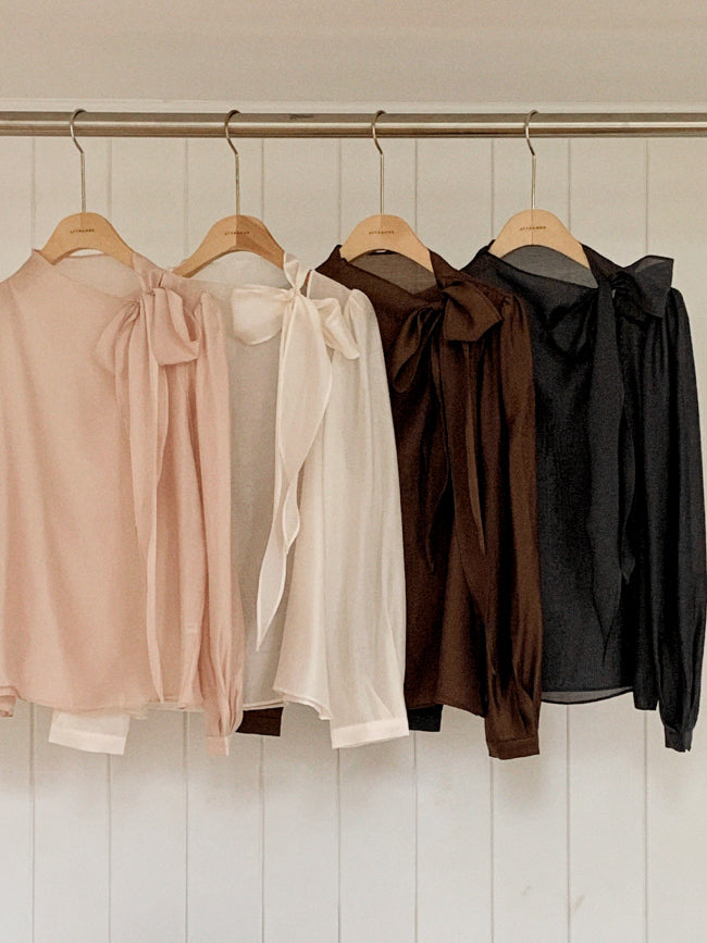 CGD6255-58B 領系蝴蝶結雪紡衫襯衫(5色)