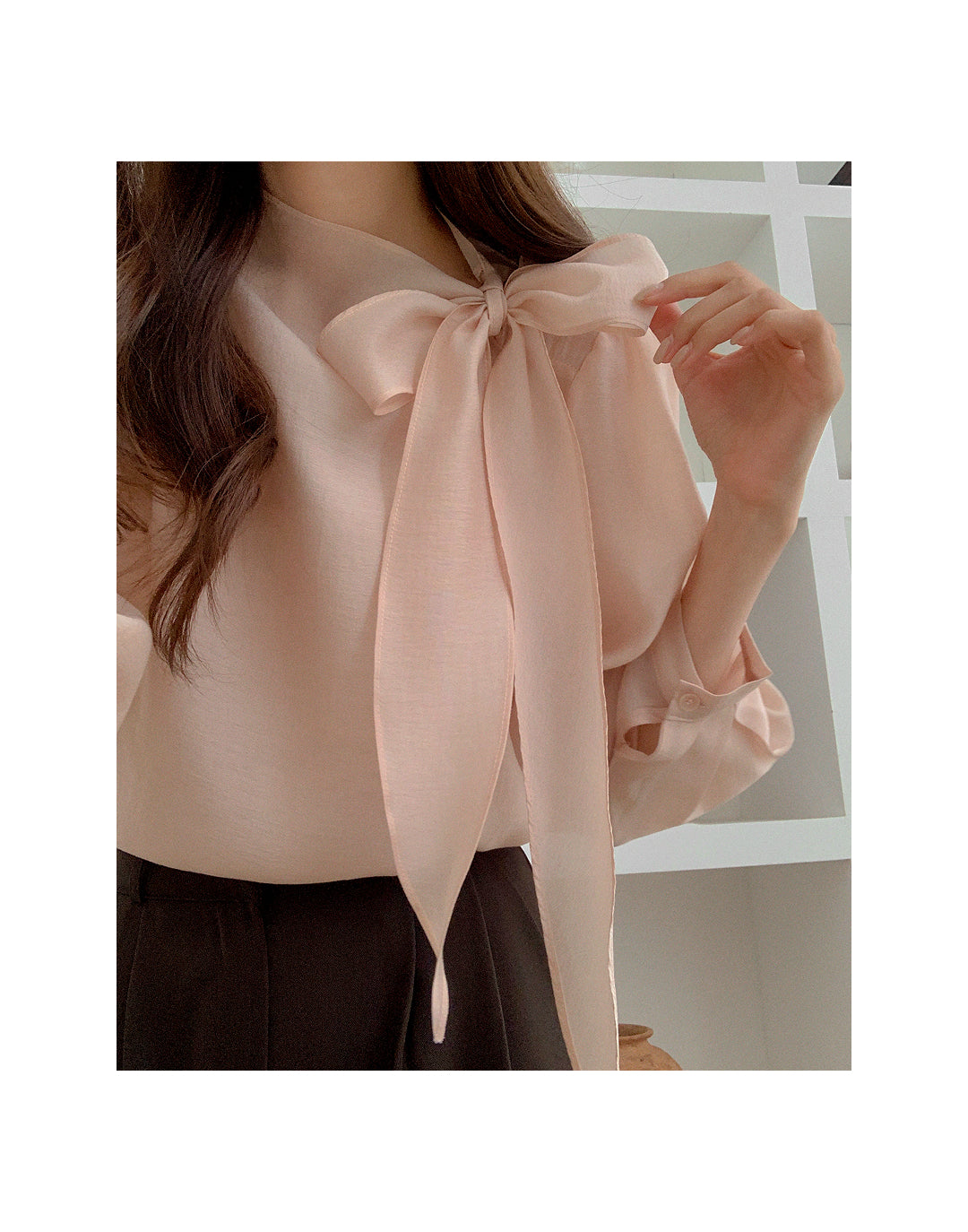 CGD6255-58B 領系蝴蝶結雪紡衫襯衫(5色)