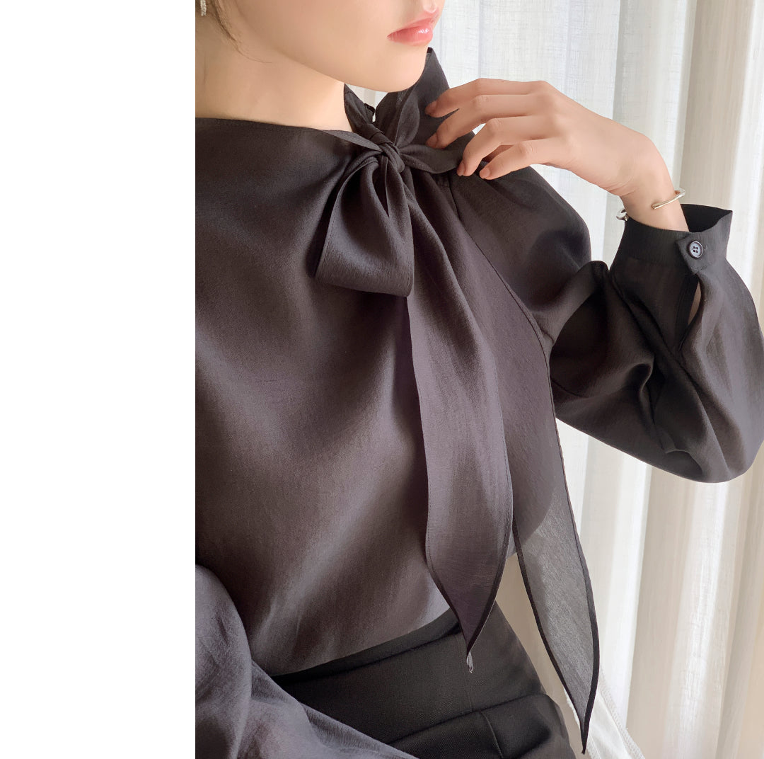 CGD6255-58B 領系蝴蝶結雪紡衫襯衫(5色)