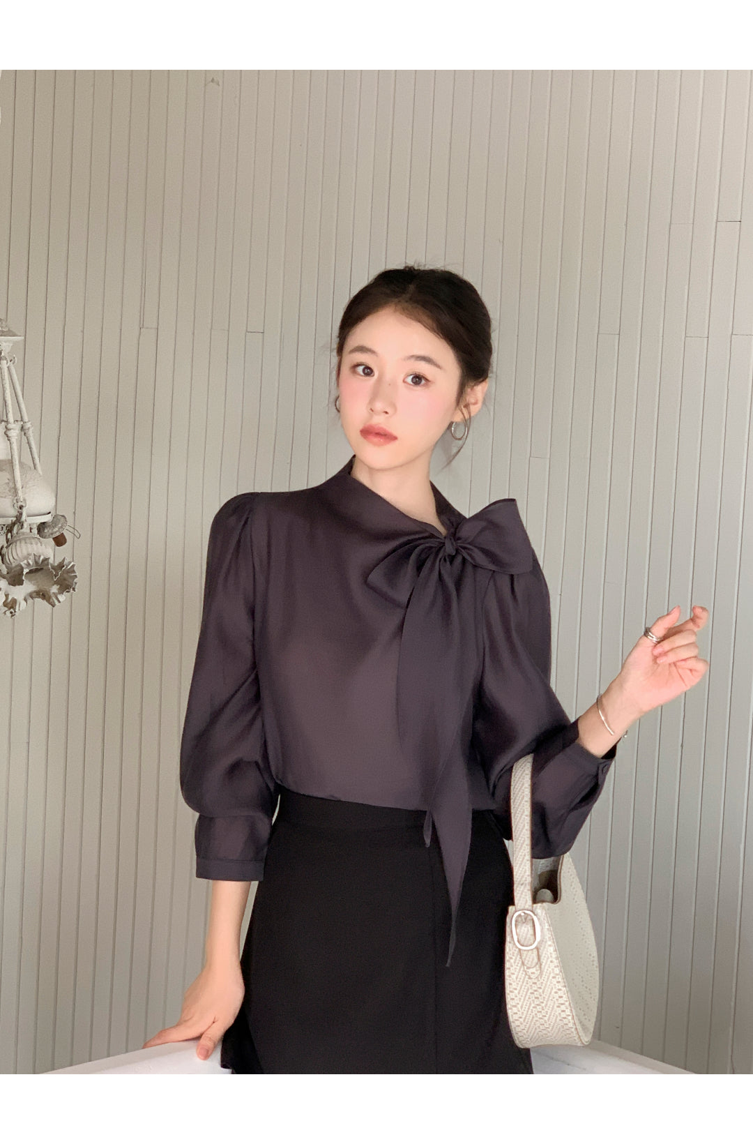 CGD6255-58B 領系蝴蝶結雪紡衫襯衫(5色)