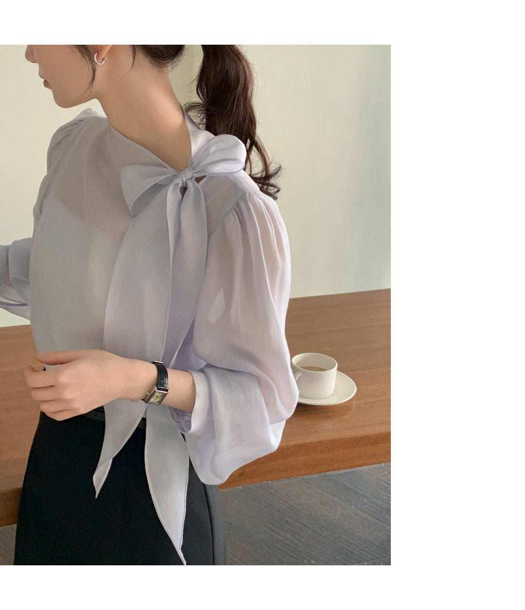 CGD6255-58B 領系蝴蝶結雪紡衫襯衫(5色)