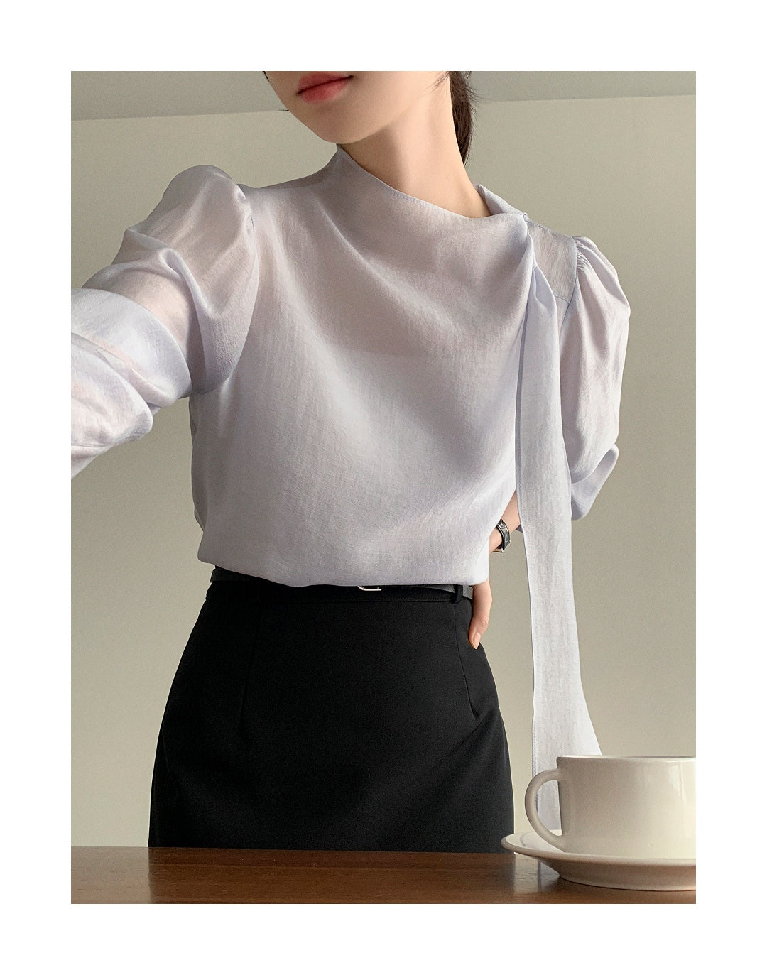 CGD6255-58B 領系蝴蝶結雪紡衫襯衫(5色)