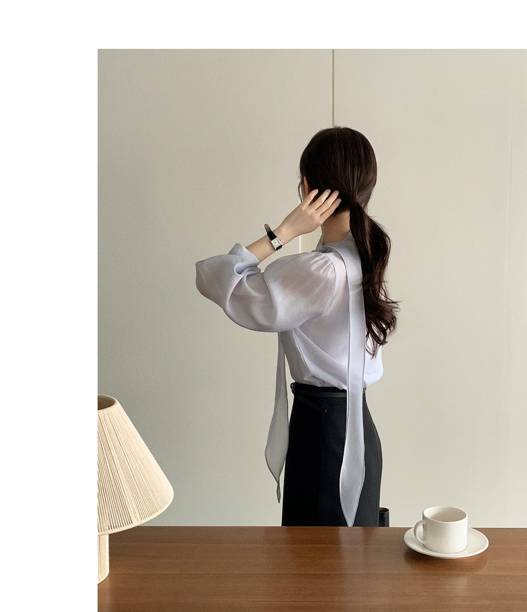 CGD6255-58B 領系蝴蝶結雪紡衫襯衫(5色)