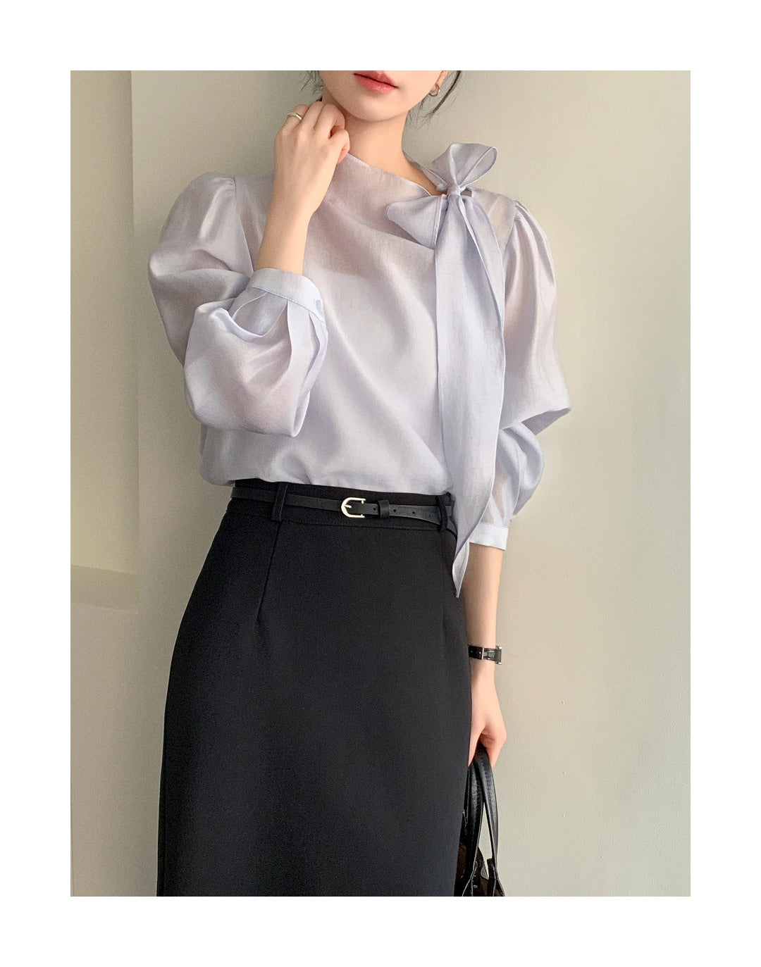 CGD6255-58B 領系蝴蝶結雪紡衫襯衫(5色)
