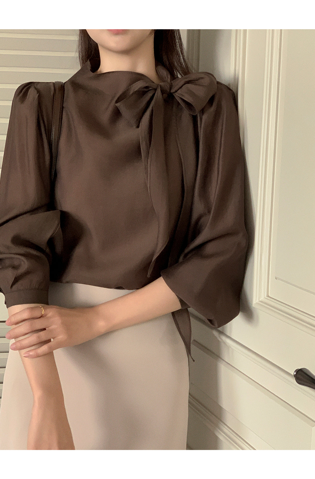 CGD6255-58B 領系蝴蝶結雪紡衫襯衫(5色)