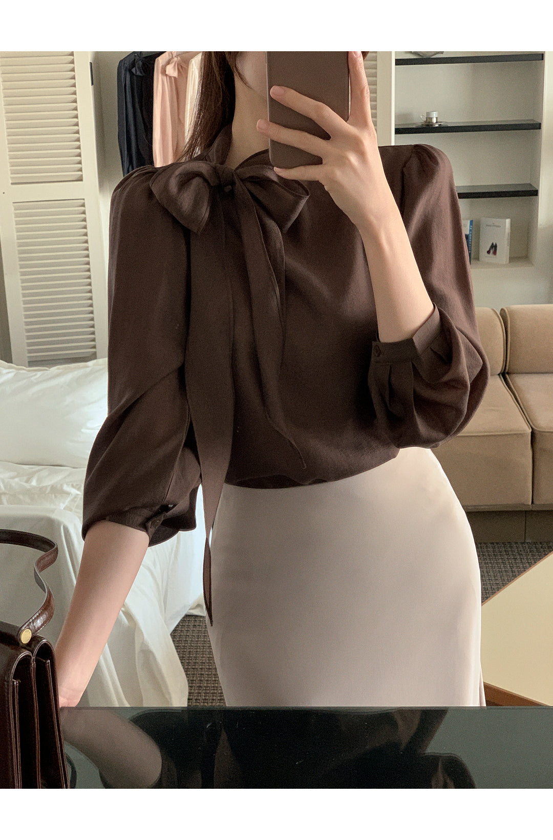 CGD6255-58B 領系蝴蝶結雪紡衫襯衫(5色)