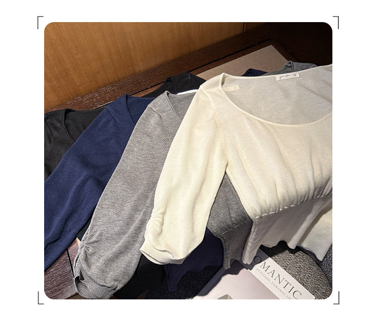 CGEM2036-45B 萊賽爾天絲收腰內搭打底衫五分袖針織衫(4色)