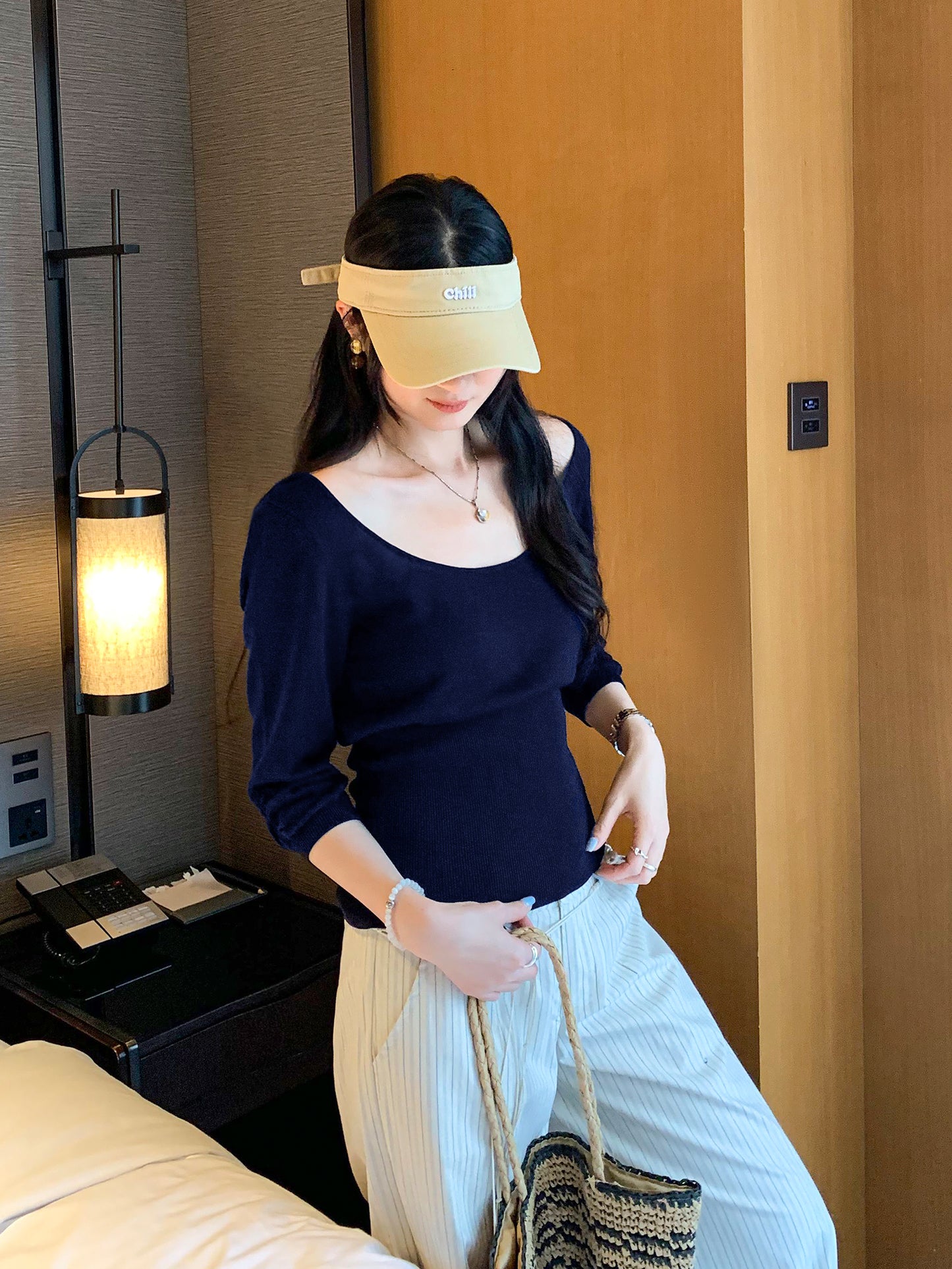 CGEM2036-45B 萊賽爾天絲收腰內搭打底衫五分袖針織衫(4色)