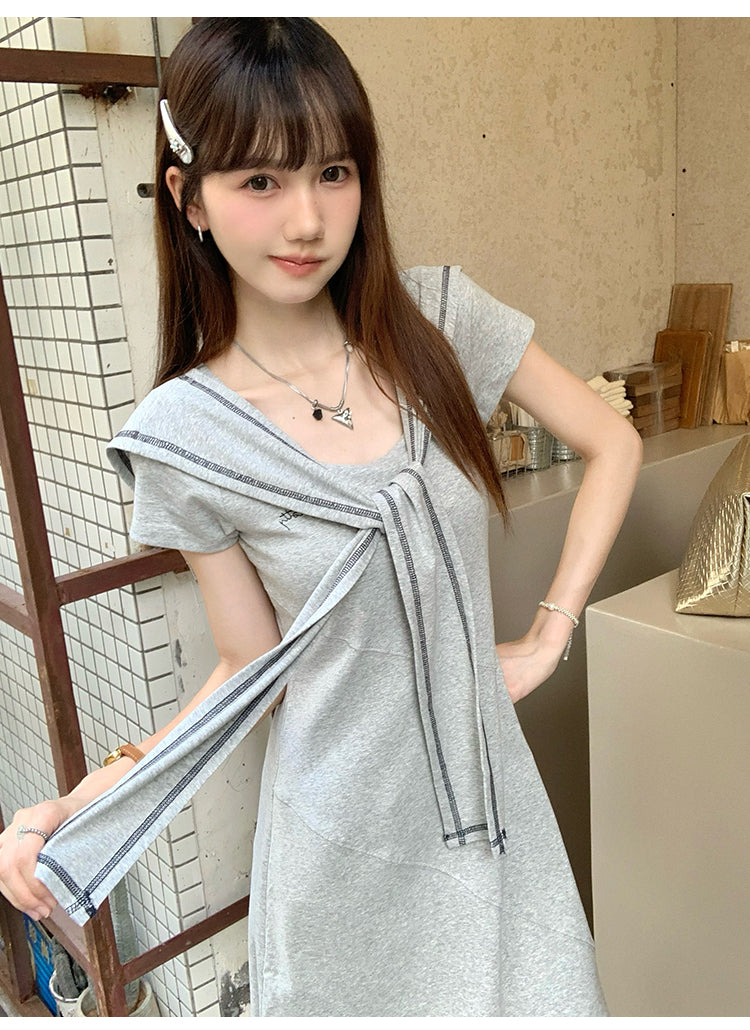 📺︎︎ CGBBQJ01341-42B 披肩短袖連衣裙兩件套(2色)