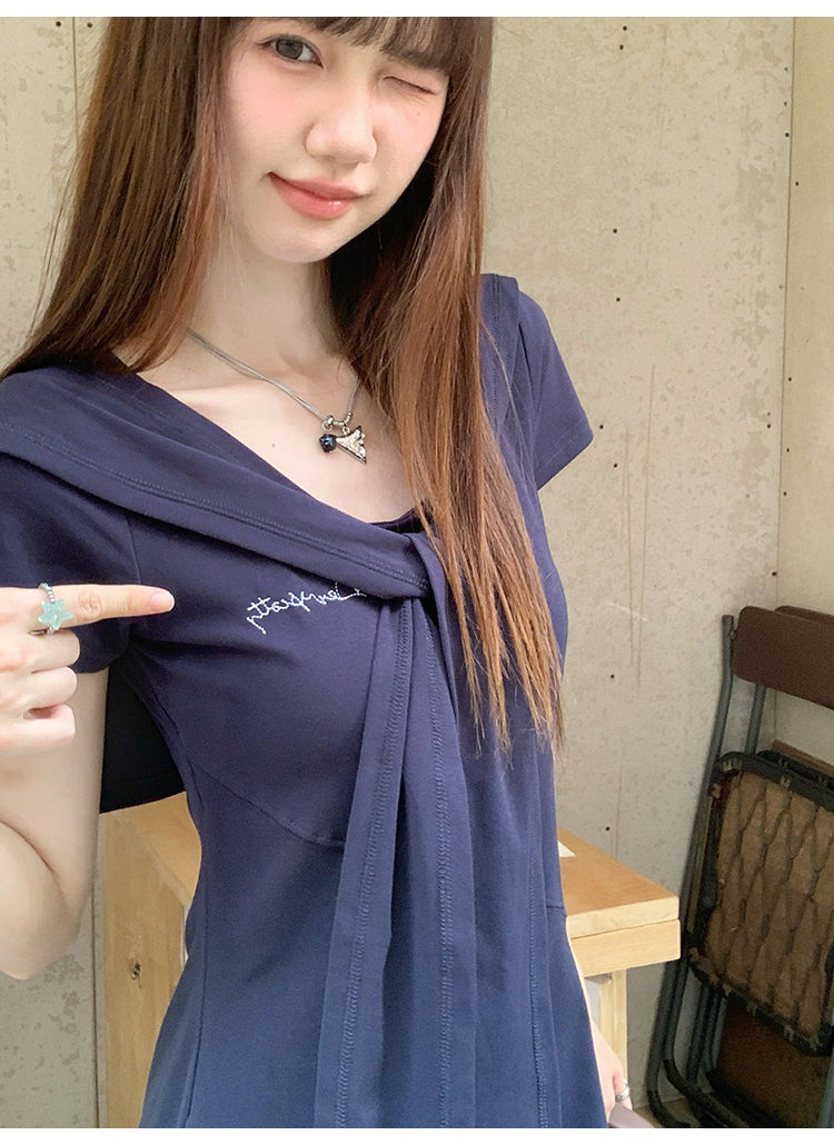 📺︎︎ CGBBQJ01341-42B 披肩短袖連衣裙兩件套(2色)