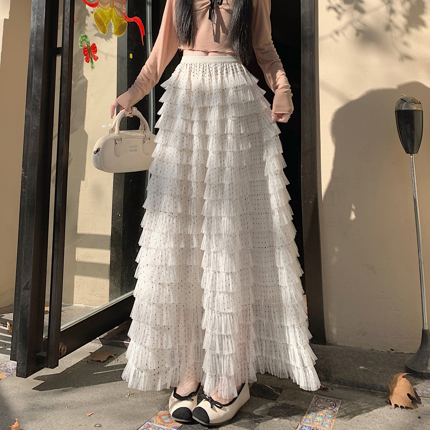 📺︎︎ CGS8624-36H 波點蕾絲網紗蛋糕裙半身裙(3色)