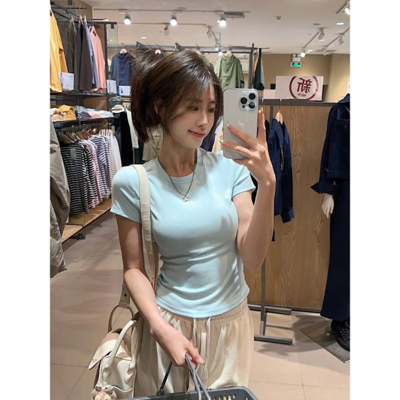 CGEYL9007-53B 精梳棉40支後包領夏季短款正肩上衣(6色)