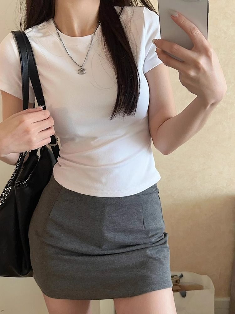 CGEYL9007-53B 精梳棉40支後包領夏季短款正肩上衣(6色)