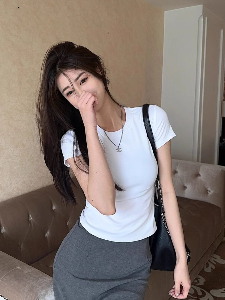 CGEYL9007-53B 精梳棉40支後包領夏季短款正肩上衣(6色)