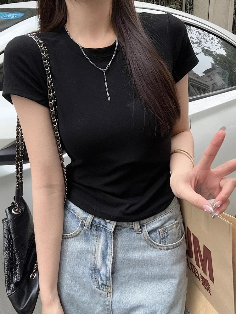 CGEYL9007-53B 精梳棉40支後包領夏季短款正肩上衣(6色)